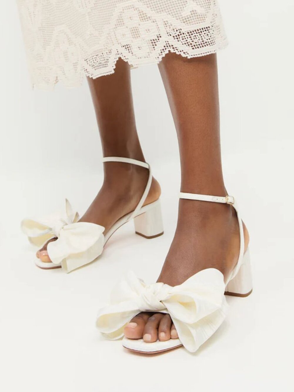 Loeffler Randall Carmen Cream Moiré Bow Sandal Size 7